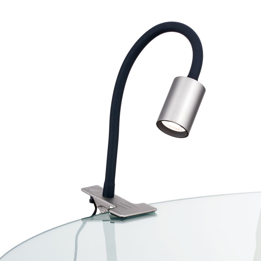 Orion Str 10-489 - Lámpara de mesa flexible LED con clip KURT LED/5W/230V plata