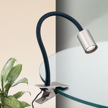 Orion Str 10-489 - Lámpara de mesa flexible LED con clip KURT LED/5W/230V plata