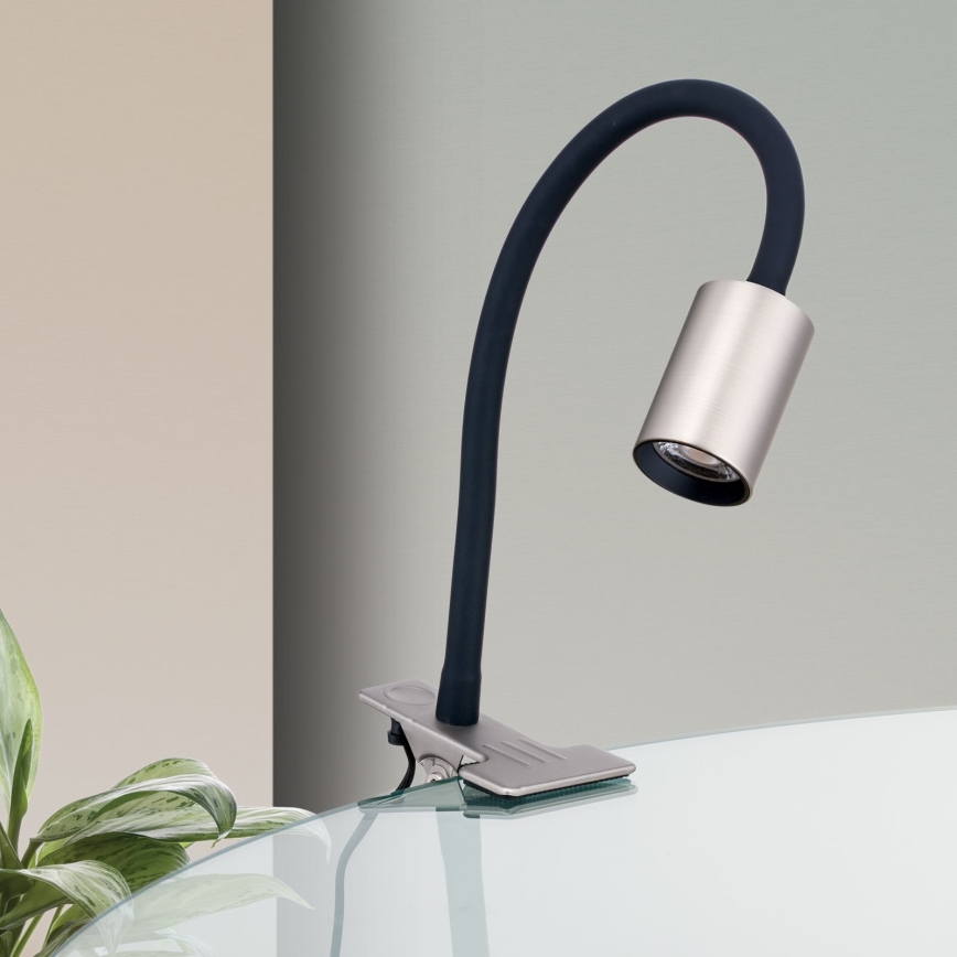Orion Str 10-489 - Lámpara de mesa flexible LED con clip KURT LED/5W/230V plata