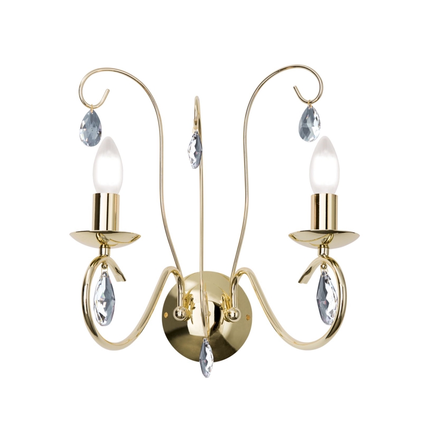 Aplique de cristal ALESSIA 2xE14/40W/230V dorado