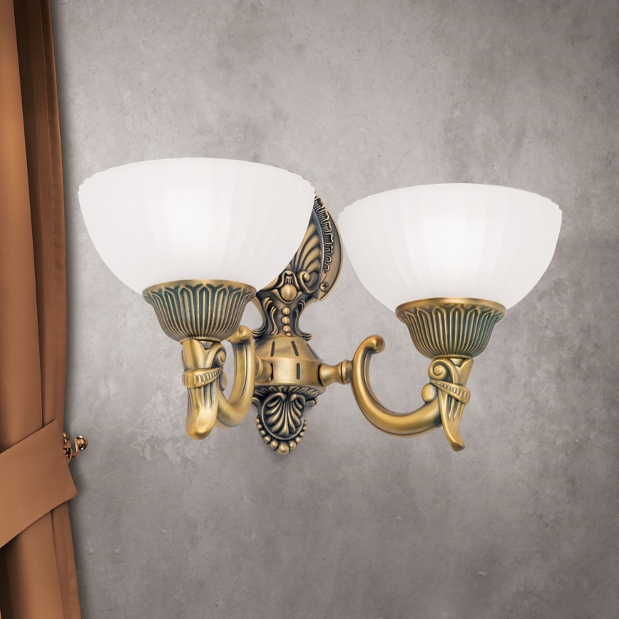 Aplique ROCCA 2xE27/60W/230V bronce/blanco
