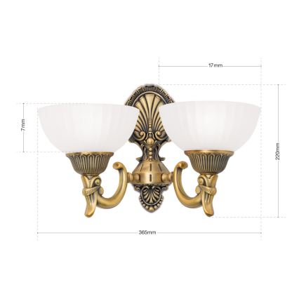 Aplique ROCCA 2xE27/60W/230V bronce/blanco