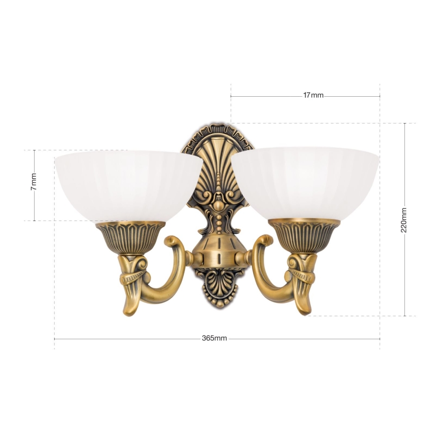 Aplique ROCCA 2xE27/60W/230V bronce/blanco