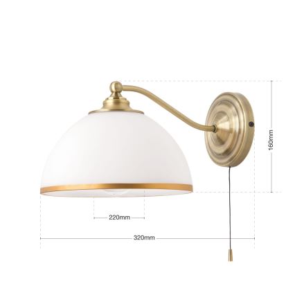 Aplique OLD LAMP 1xE27/40W/230V blanco/latón
