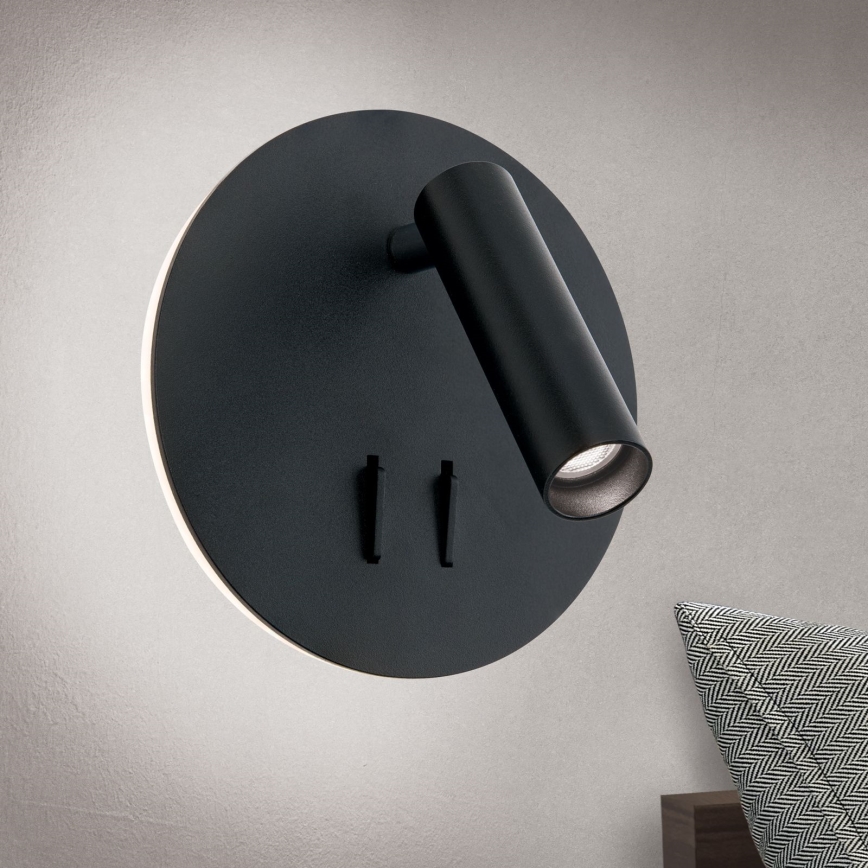 Foco LED de pared LENNY LED/6W/230V + LED/3W negro