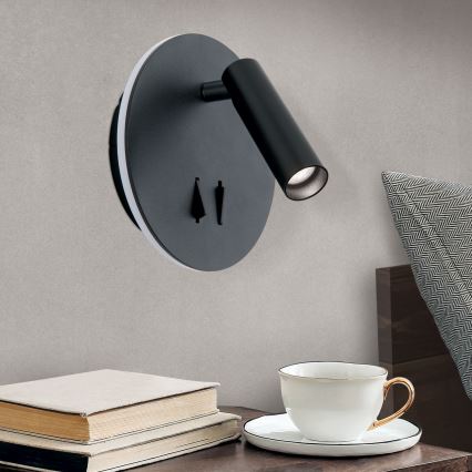 Foco LED de pared LENNY LED/6W/230V + LED/3W negro