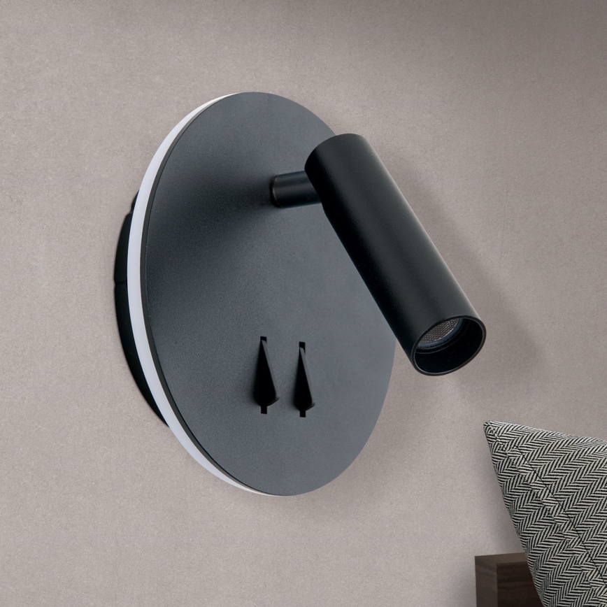 Foco LED de pared LENNY LED/6W/230V + LED/3W negro
