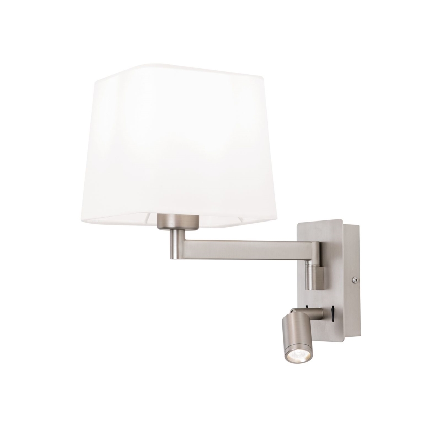 Aplique LED CARLTON 1xE27/40W/230V + LED/3W blanco/cromo mate
