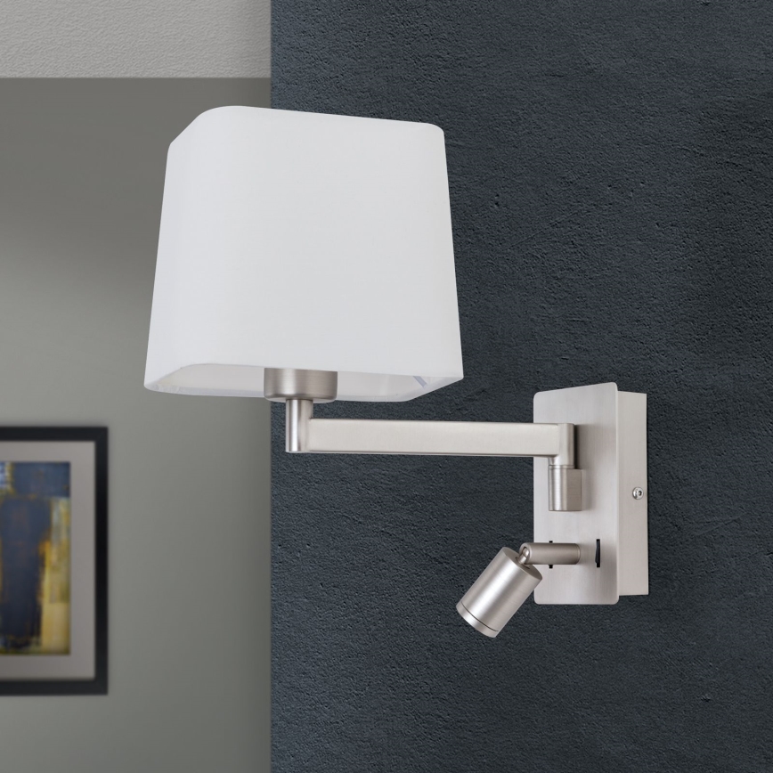 Aplique LED CARLTON 1xE27/40W/230V + LED/3W blanco/cromo mate