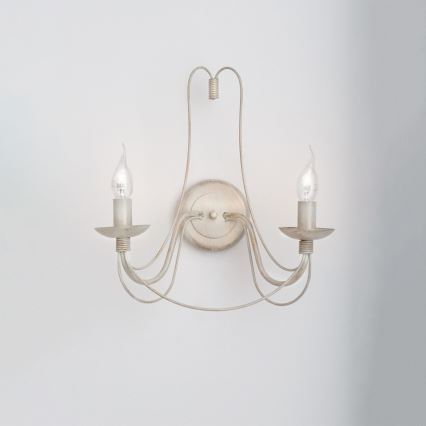 Aplique VELA 2xE14/40W/230V blanco/dorado/pátina