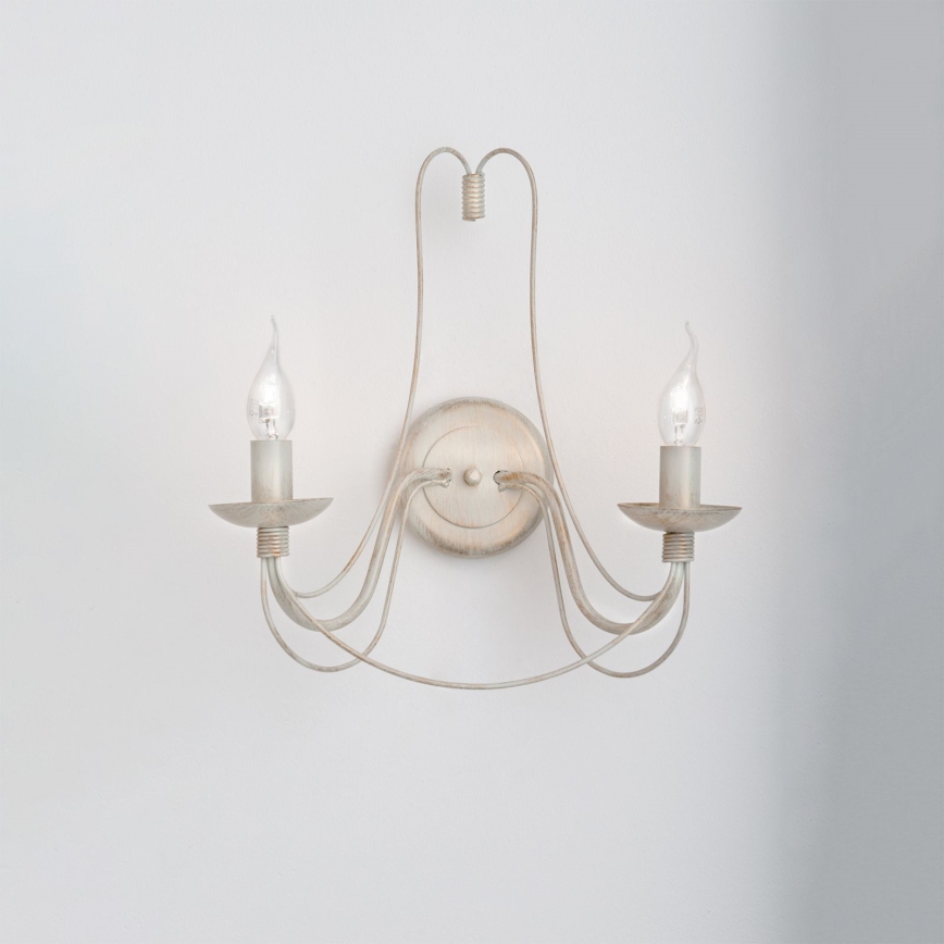Aplique VELA 2xE14/40W/230V blanco/dorado/pátina