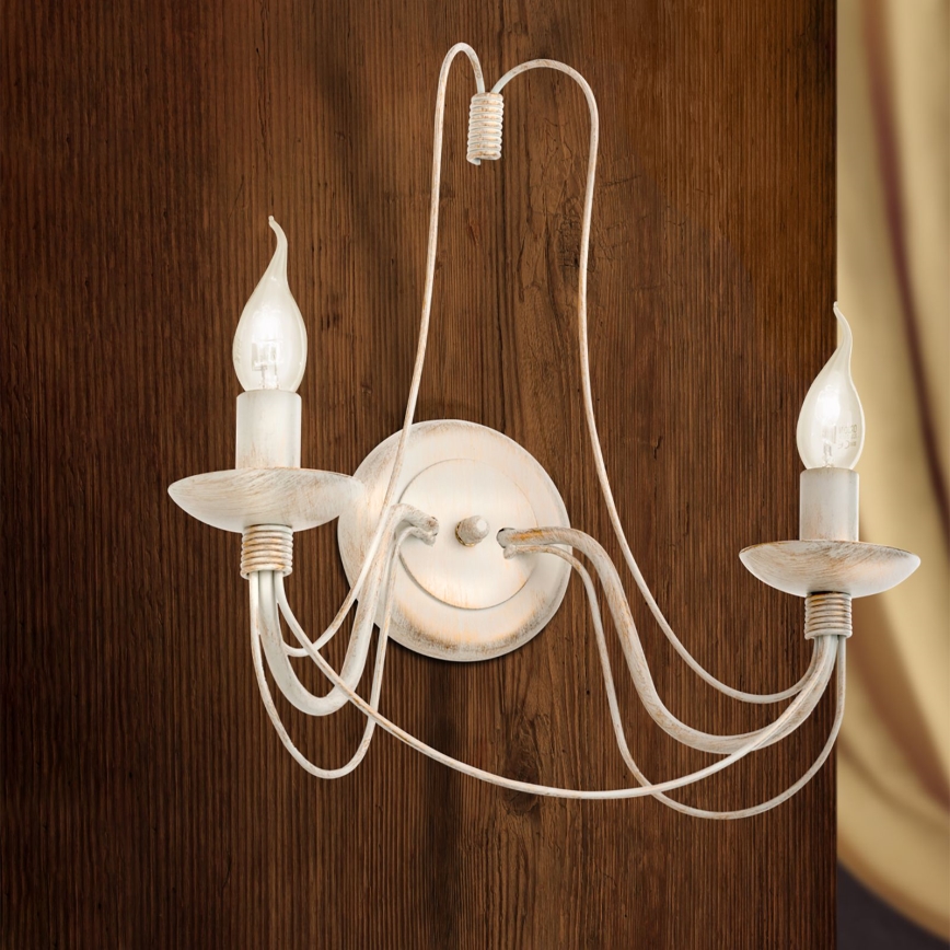 Aplique VELA 2xE14/40W/230V blanco/dorado/pátina