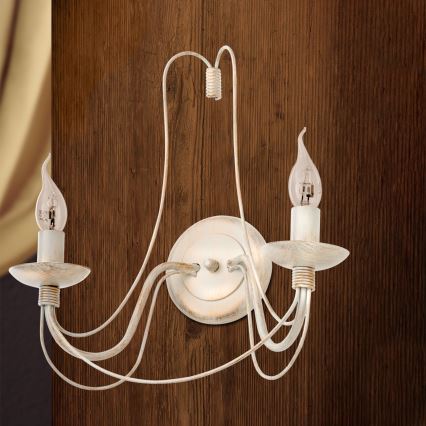 Aplique VELA 2xE14/40W/230V blanco/dorado/pátina
