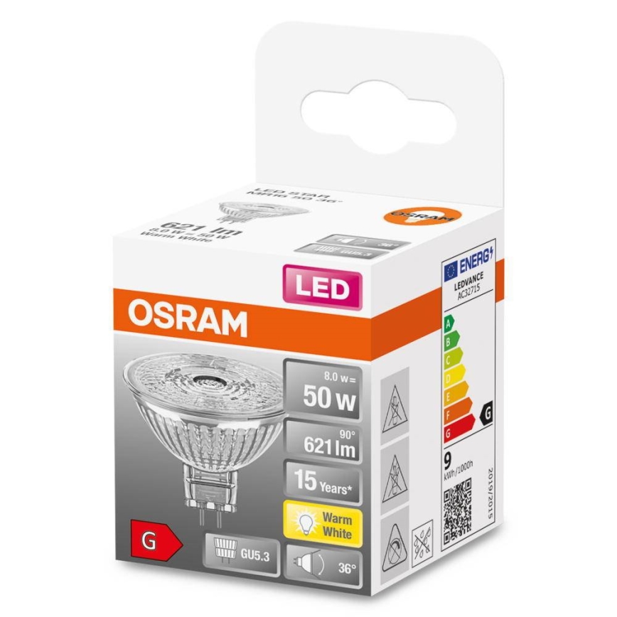 Bombilla LED GU5,3/8W/12V 2700K - Osram