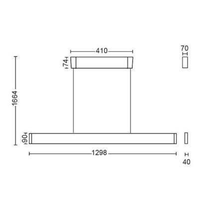 P3954 - Lámpara de araña LED en cadena Hue ENSIS WACA 2×LED/39W/230V