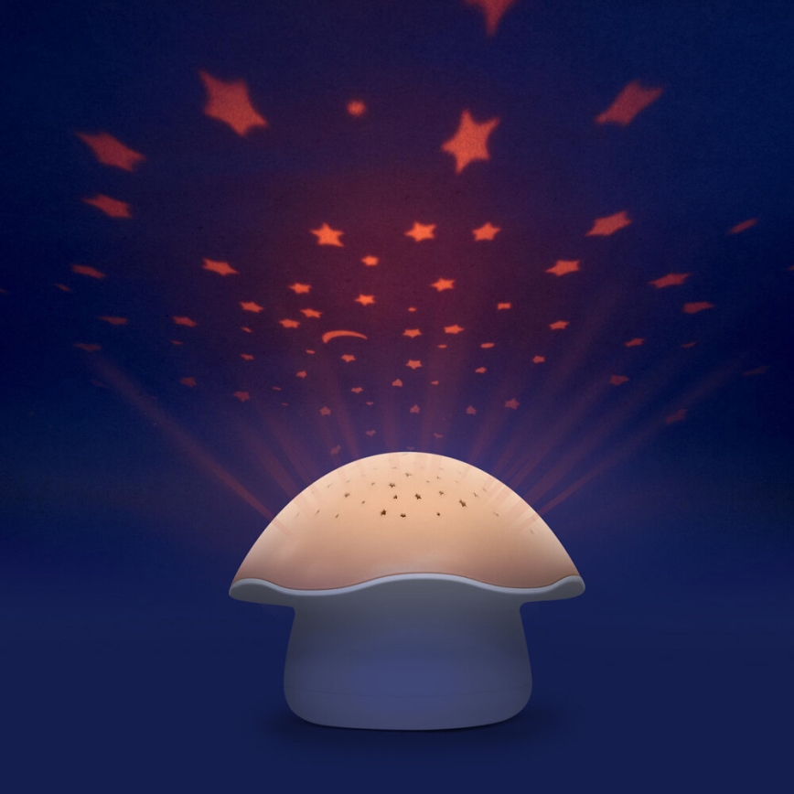 PABOBO - Proyector con melodía STAR MUSHROOM 3xAA rosa salmón