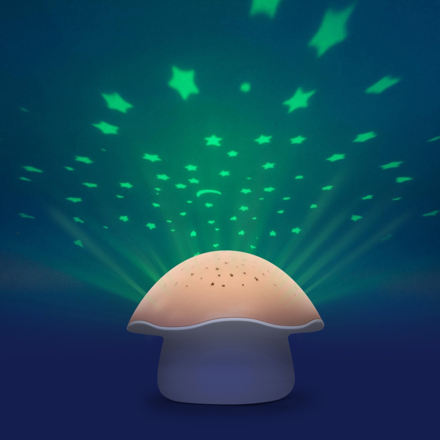 PABOBO - Proyector con melodía STAR MUSHROOM 3xAA rosa salmón