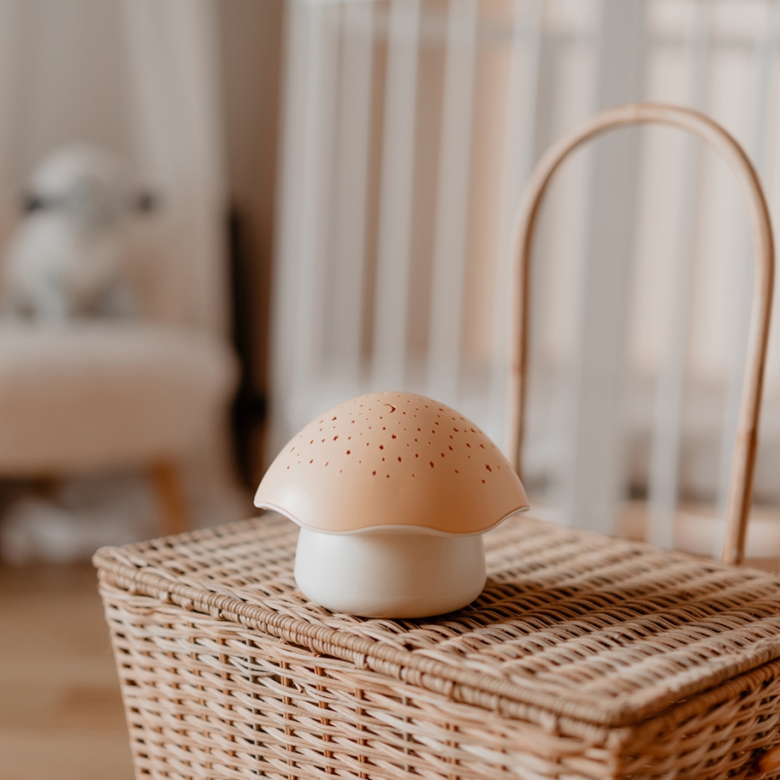 PABOBO - Proyector con melodía STAR MUSHROOM 3xAA rosa salmón