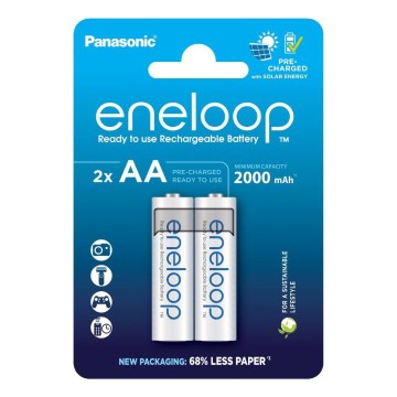 Panasonic - 2 pz Pilas recargables AA Eneloop 2000 mAh