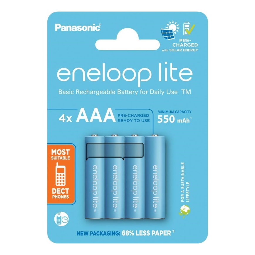 Panasonic - 4 pz Pilas recargables AAA Eneloop Lite 550 mAh