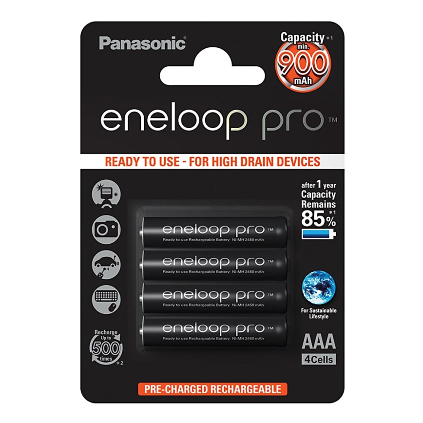 Panasonic Eneloop Pro BK-4HCDE/4BP - 4 pz baterías recargables AAA Eneloop Pro NiMH/1