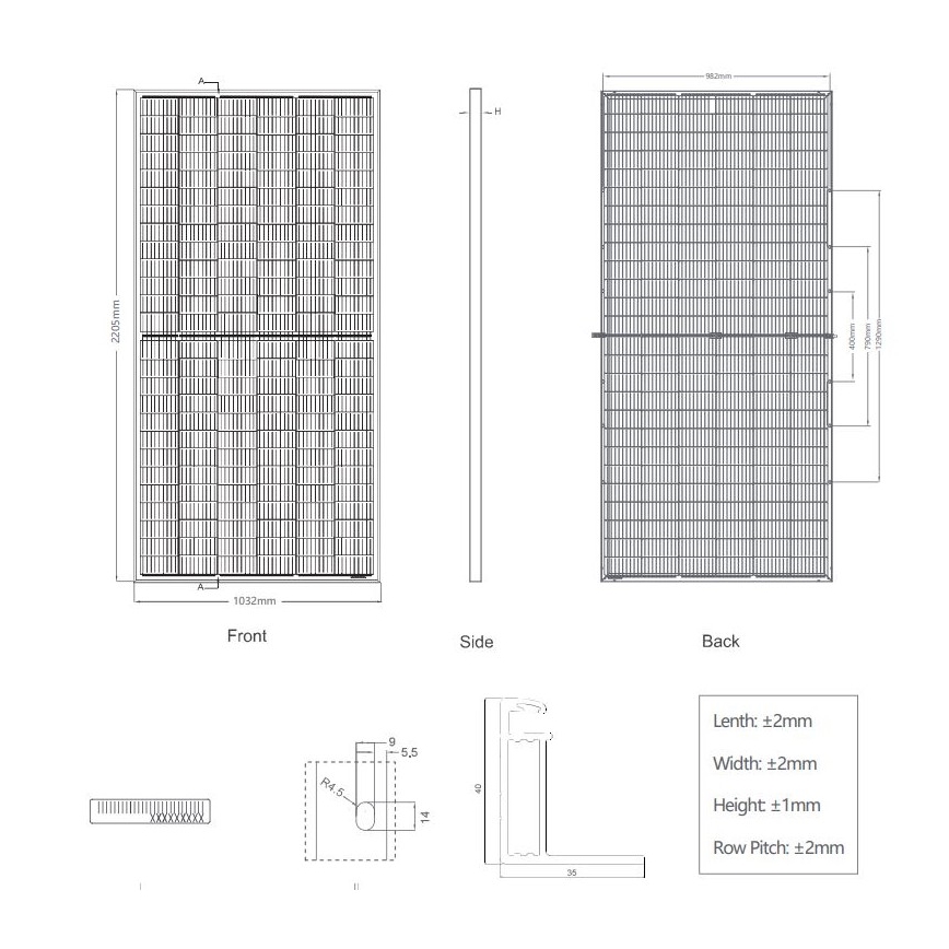 Panel solar fotovoltaico JINKO 460Wp IP67 Half Cut bifacial
