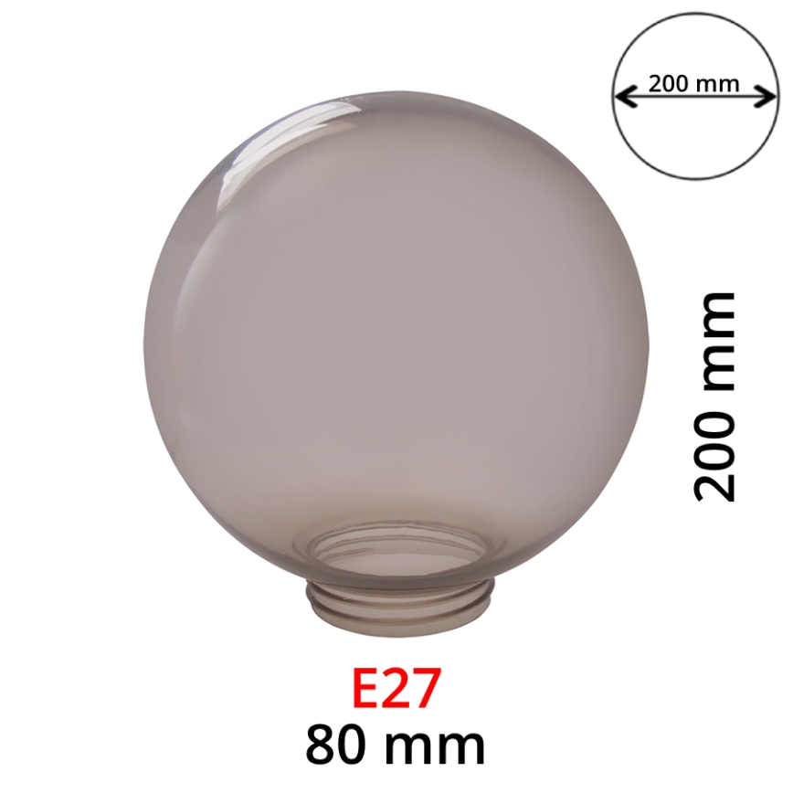 Pantalla ahumada de recambio para lámparas E27 d. 20 cm