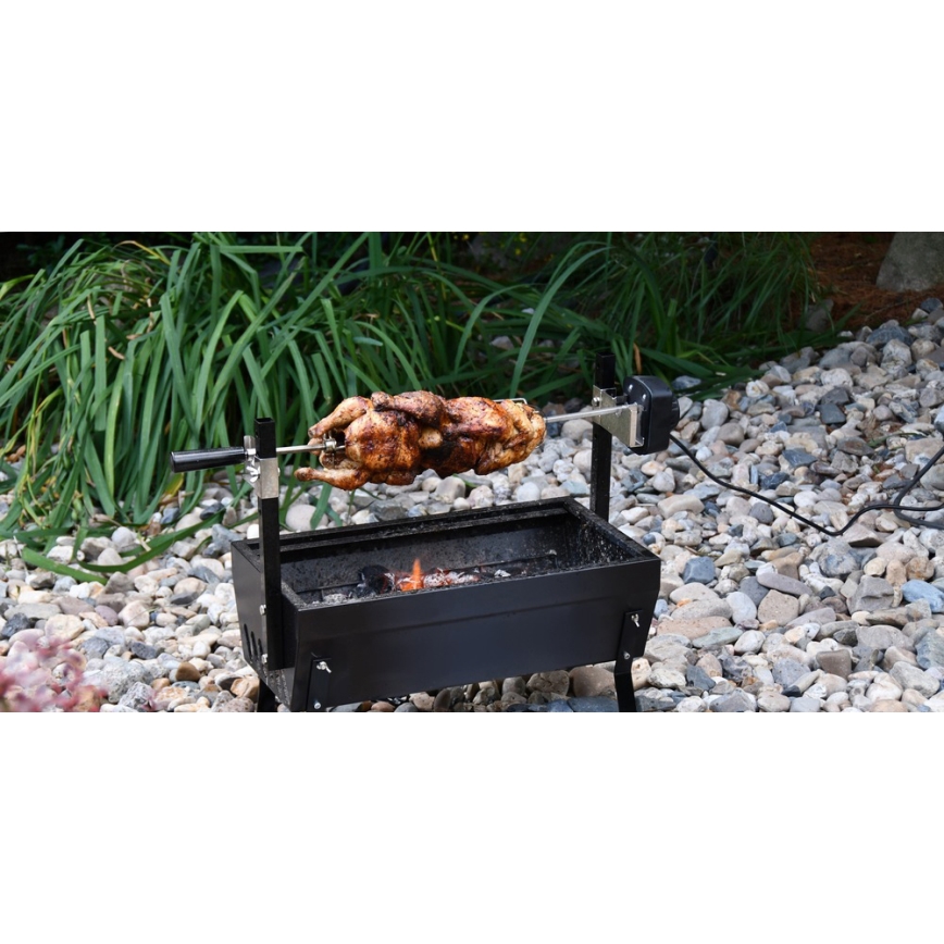 Parrilla de carbón con motor 4W/230V negro