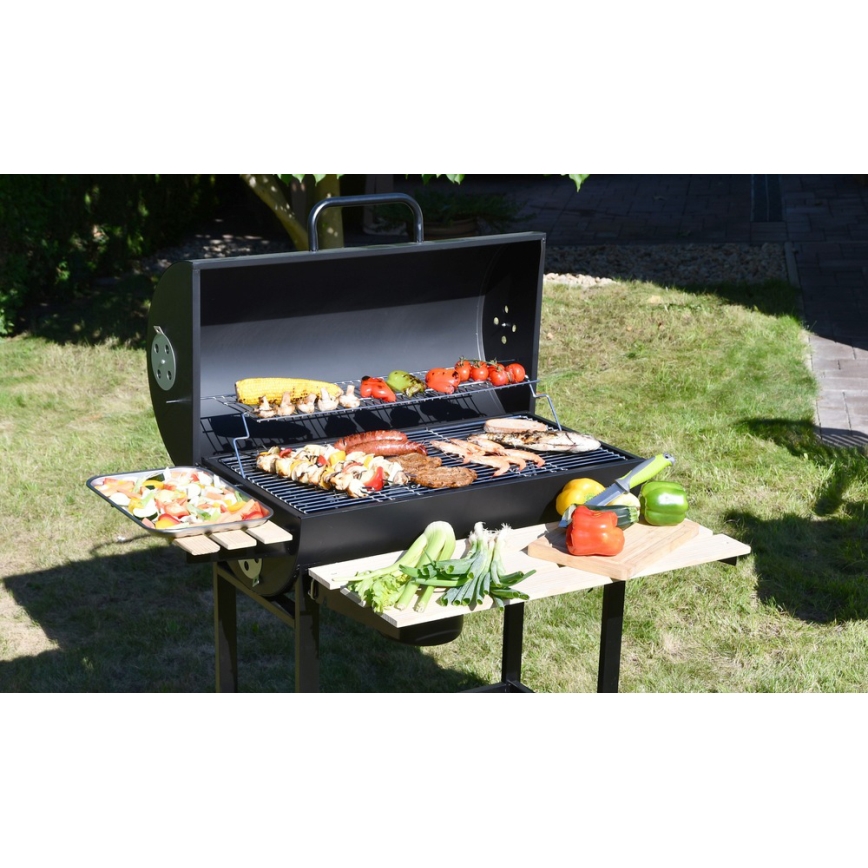 Parrilla de carbón negro/madera
