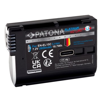 PATONA - Acumulador Nikon EN-EL15C 2600mAh Li-Ion Platinum USB-C
