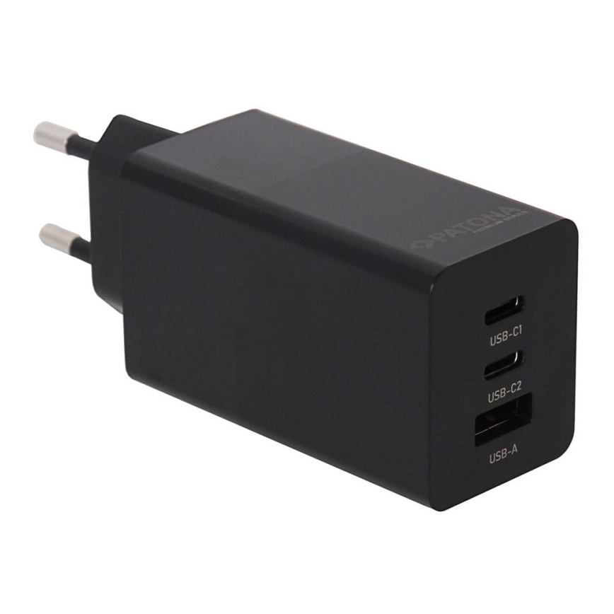 PATONA - Adaptador de carga 2xUSB-C + 1xUSB-A Suministro de energía 65W/230V