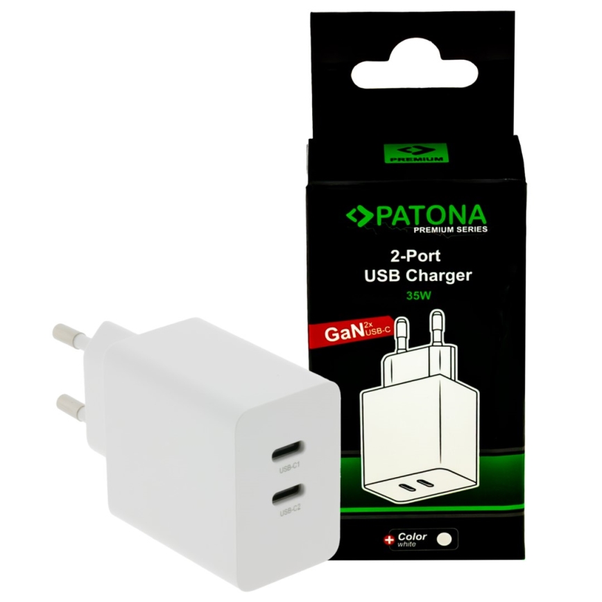 PATONA - Adaptador de carga Power delivery 35W 2xUSB-C -PD 3.0