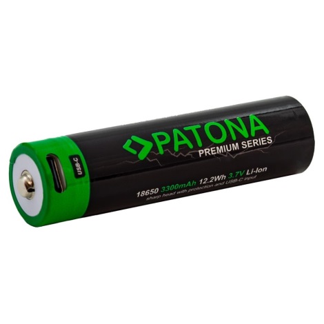 PATONA - Batería 18650 Li-lon 3350mAh PREMIUM 3,7V con cargador