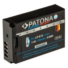 PATONA - Batería Canon LP-E12 750mAh Li-Ion Platinum cargador USB-C