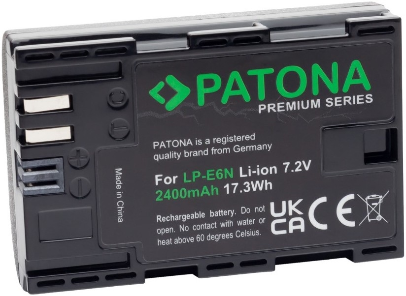 PATONA - Batería Canon LP-E6N 2400mAh Li-Ion Premium 80D