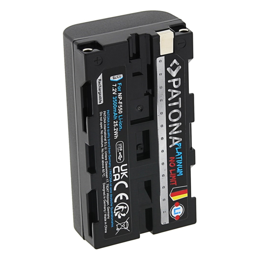 PATONA - Batería Sony NP-F550/F330/F570 3500mAh Li-Ion Platinum cargador USB-C