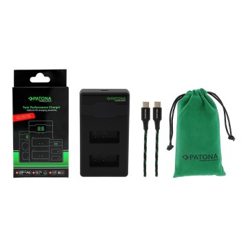 PATONA - Cargador rápido Dual Canon LP-E17 + cable USB-C 0,6m