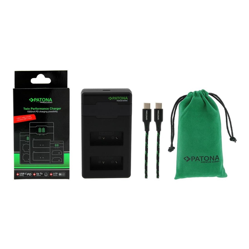 PATONA - Cargador rápido Dual Fuji NP-W126 + cable USB-C 0,6m