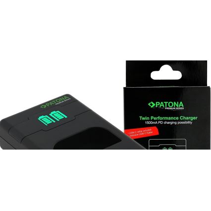 PATONA - Cargador rápido Dual Nikon EN-EL15/EN-EL15C + cable USB-C 0,6m