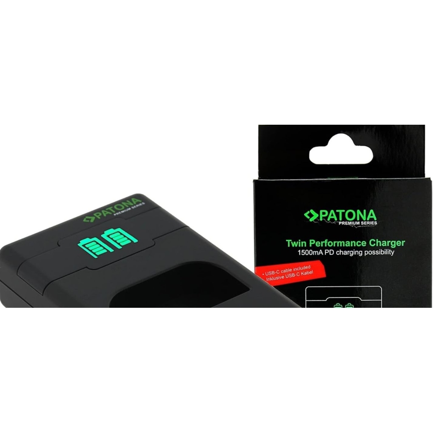 PATONA - Cargador rápido Dual Nikon EN-EL15/EN-EL15C + cable USB-C 0,6m