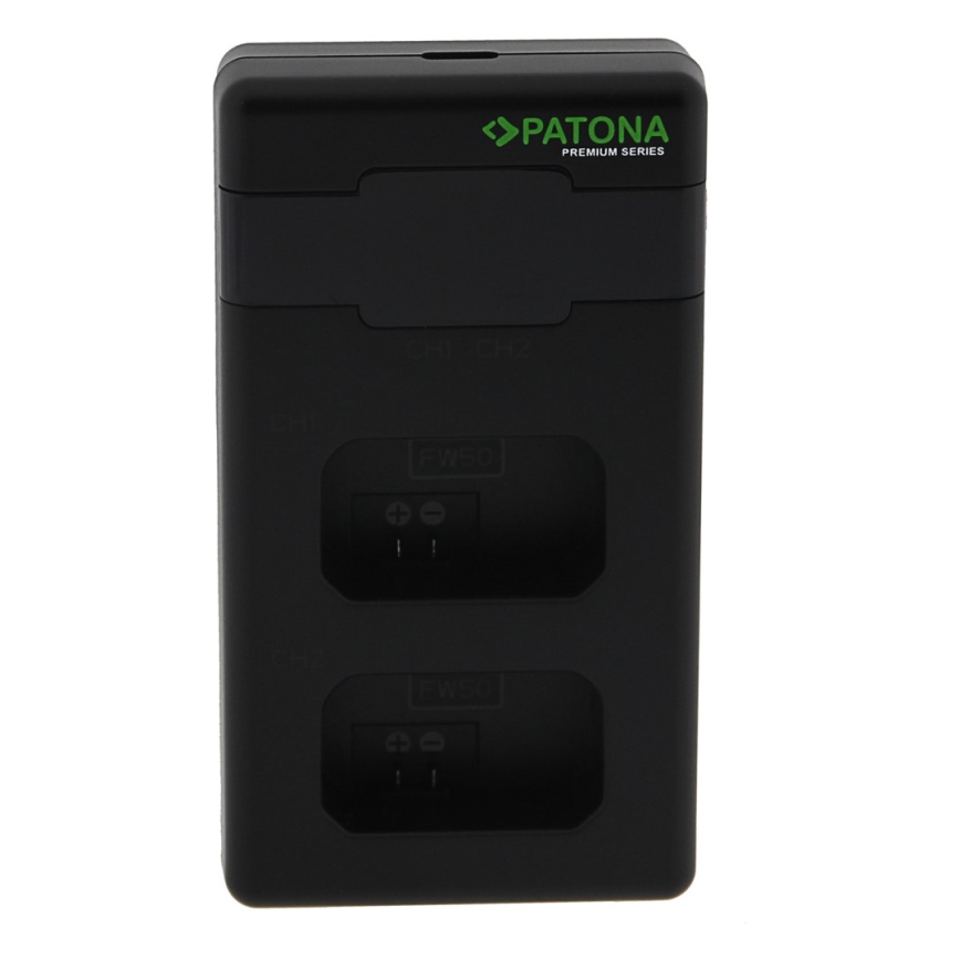 PATONA - Cargador rápido Dual Sony NP-FW50 + cable USB-C 0,6m