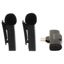 PATONA - SET 2x Micrófono inalámbrico con clip para smartphones USB-C 5V