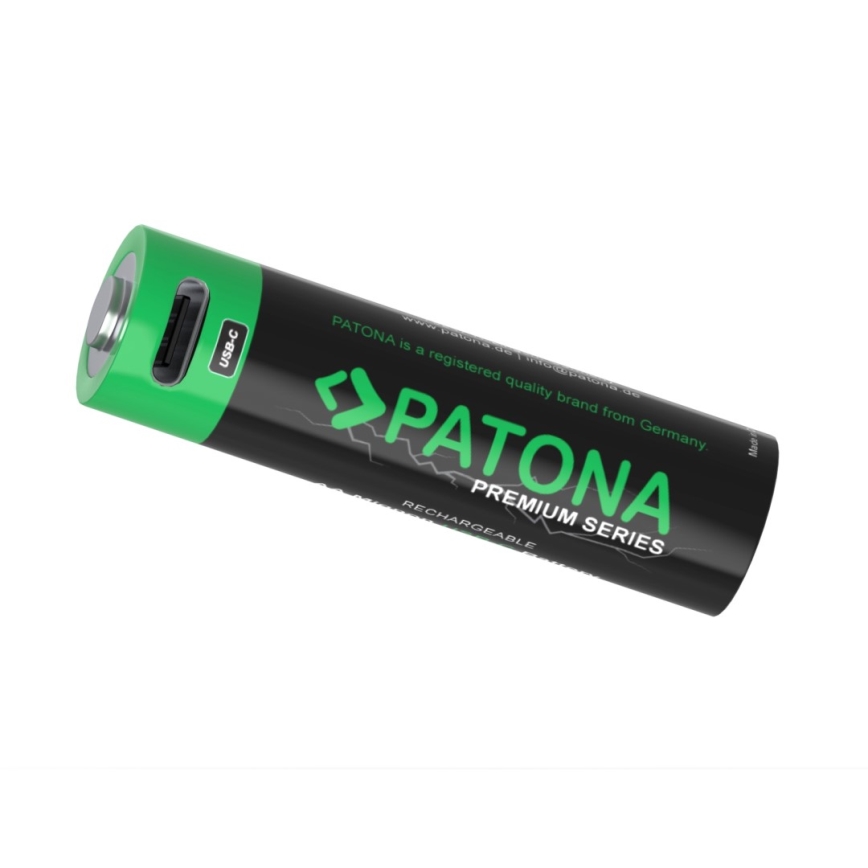 PATONA - SET 4x Batería AA/LR6 Li-Pol 2000mAh 1,5Vs con carga USB-C