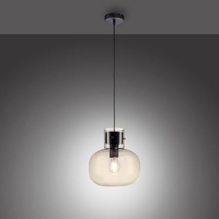 Paul Neuhaus 2003-27 - Lámpara colgante SHITAKE 1xE27/10W/230V diá. 25 cm humo
