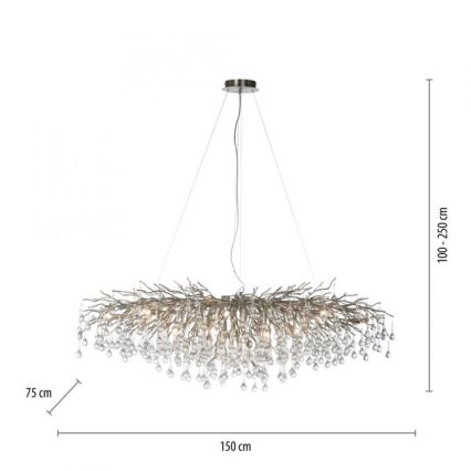 Paul Neuhaus 2031-55 - Lámpara colgante ICICLE 15xG9/40W/230V 75x150 cm cromo brillante