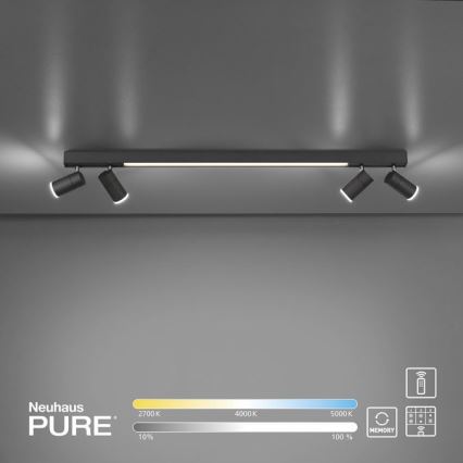 Paul Neuhaus 6121-13 - Foco LED regulable PURE 4xLED/4W/230V + LED/9W 2700-5000K + control remoto