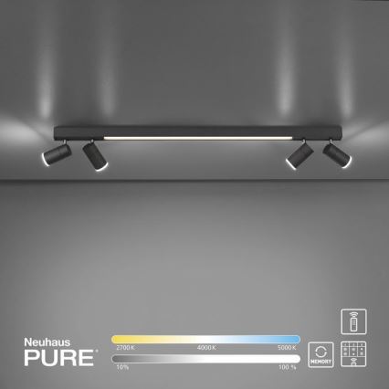 Paul Neuhaus 6121-13 - Foco LED regulable PURE 4xLED/4W/230V + LED/9W + mando a distancia