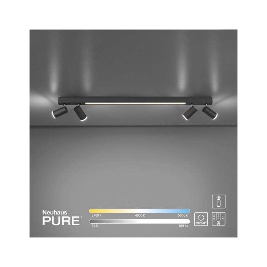 Paul Neuhaus 6121-13 - Foco LED regulable PURE 4xLED/4W/230V + LED/9W 2700-5000K + control remoto