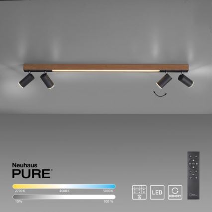 Paul Neuhaus 6121-79 - Foco LED regulable PURE 4xLED/4W/230V + LED/9W 2700-5000K + control remoto