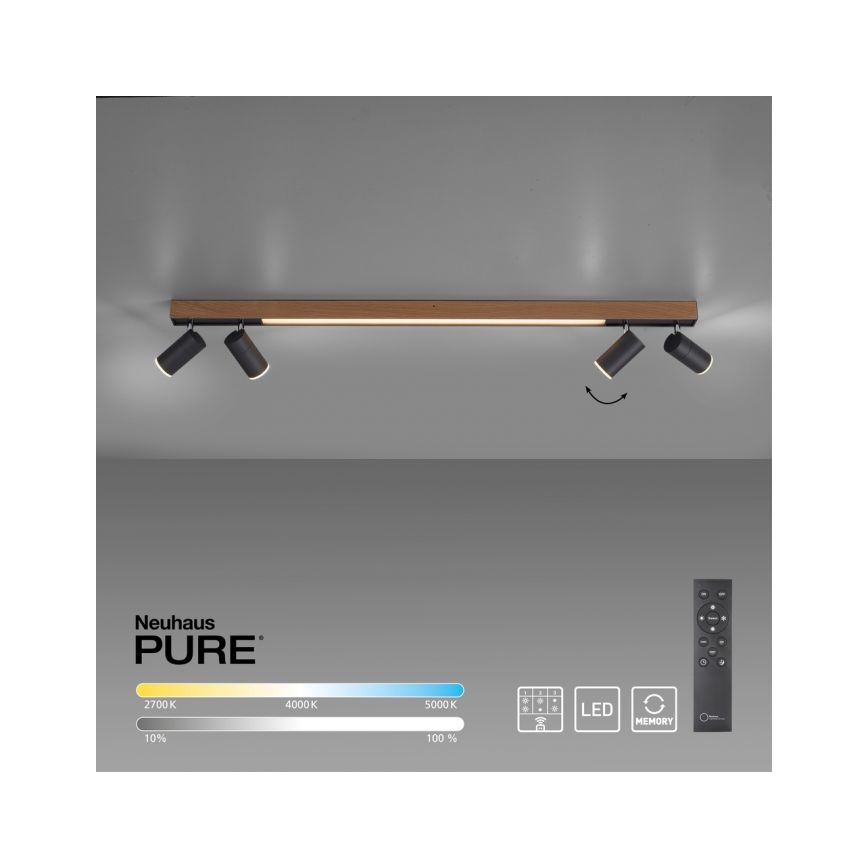 Paul Neuhaus 6121-79 - Foco LED regulable PURE 4xLED/4W/230V + LED/9W 2700-5000K + control remoto